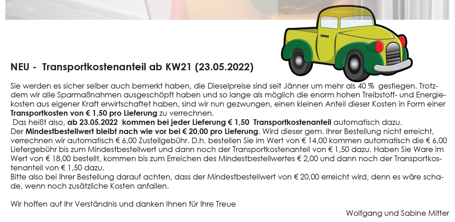 Transportkostenanteil